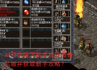 如何快速下载手机版传奇私服并获取新手攻略? 如何快速下载手机版传奇私服并获取新手攻略?