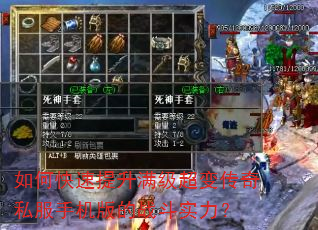 如何快速提升满级超变传奇私服手机版的战斗实力? 如何快速提升满级超变传奇私服手机版的战斗实力?