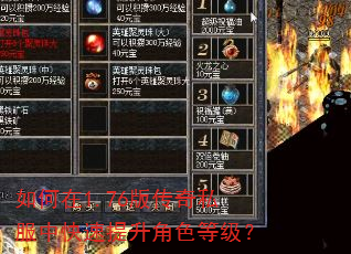 如何在1.76版传奇私服中快速提升角色等级? 如何在1.76版传奇私服中快速提升角色等级?